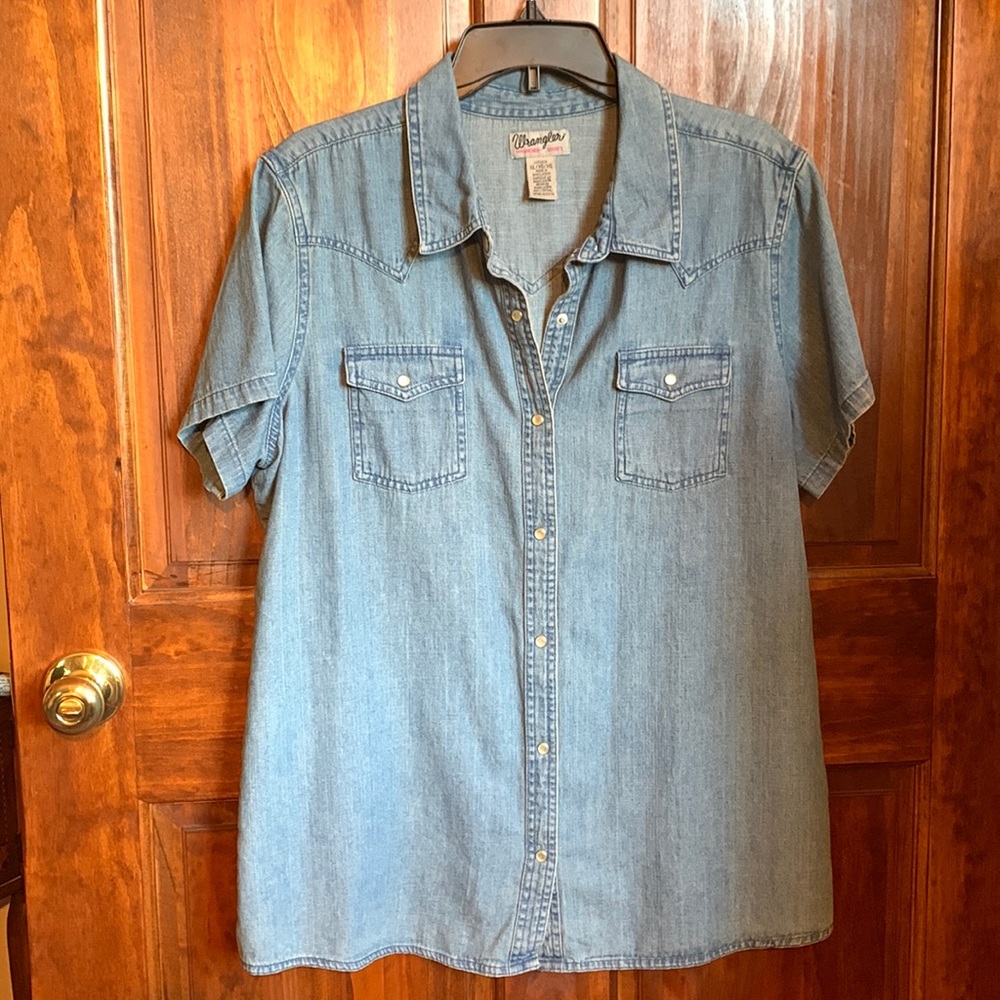 Wrangler soft denim shirt sleeve Rancher Shirt XL Excellent Condition